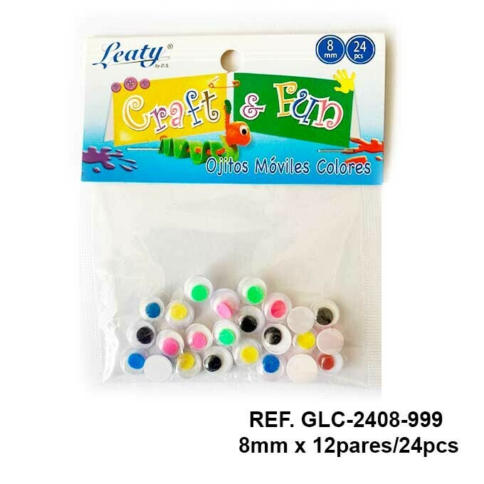 Ojos Móviles / Colores Surtidos 8MM - 24pcs