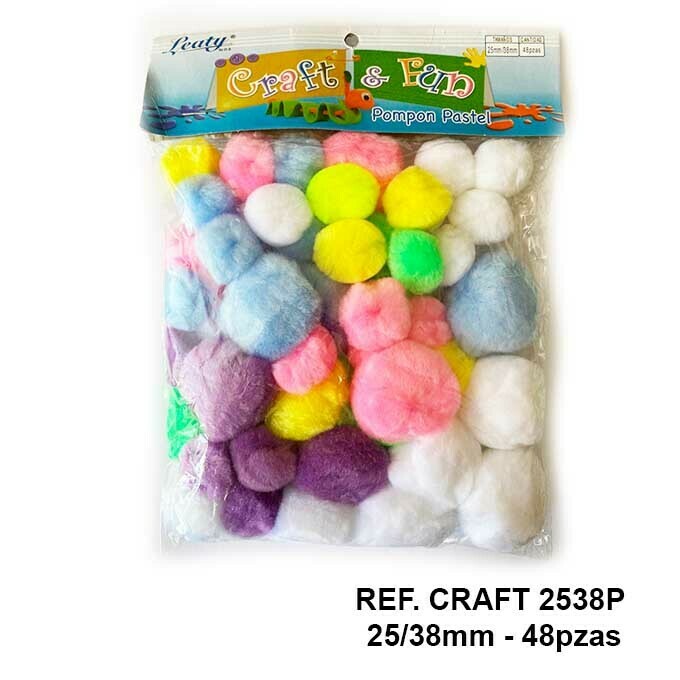 Pompones / Colores Pasteles Surtidos 25/38mm - 48pcs