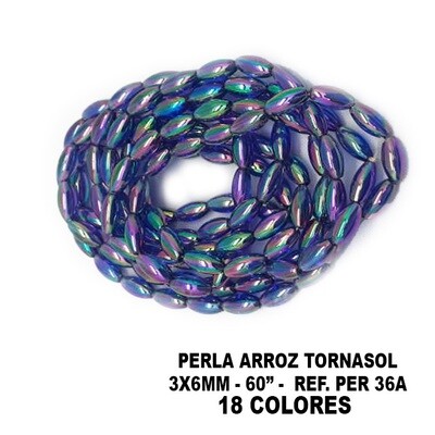 Perla Arroz Tornasol 3x6MM - 60&quot;