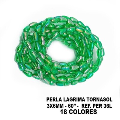 Perla Lagrima Tornasol 3x6MM - 60&quot;