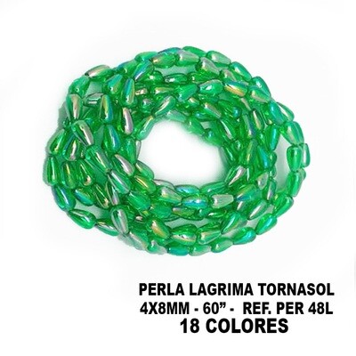 Perla Lagrima Tornasol 4x8MM - 60&quot;
