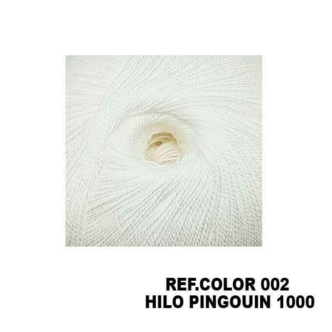Hilo Pingouin 1000 - 100% algodón mercerizado / 150grs, COLORES: 002 BLANCO