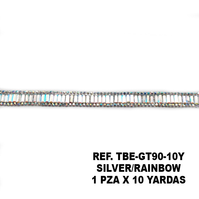 Hot Transfer Gemstone trimming GT90, COLORES: SILVER/RAINBOW