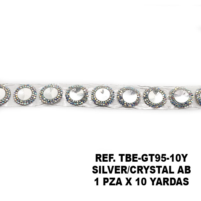 Hot Transfer Gemstone trimming GT95, COLORES: SILVER/CRYSTAL AB