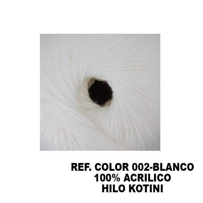 Hilo Kotini 100% Acrílico - 200gr, COLORES: 002 BLANCO