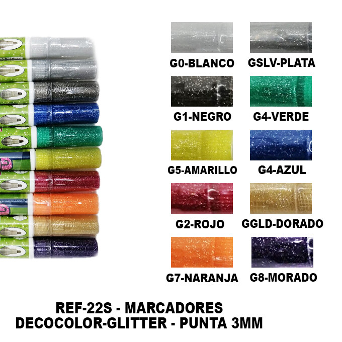 Marcadores DecoColor - Glitter, COLORES: G0-BLANCO