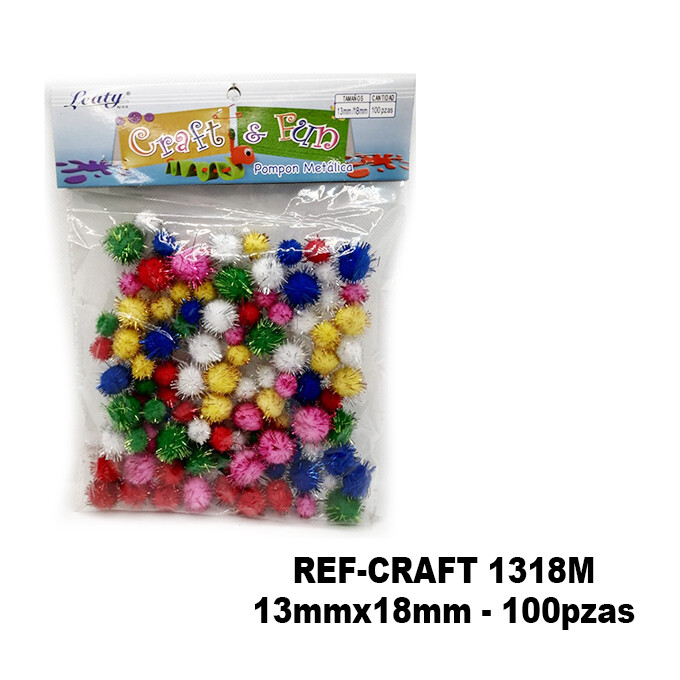 Pompones / Colores Metálicos Surtidos 13/19mm - 100pcs