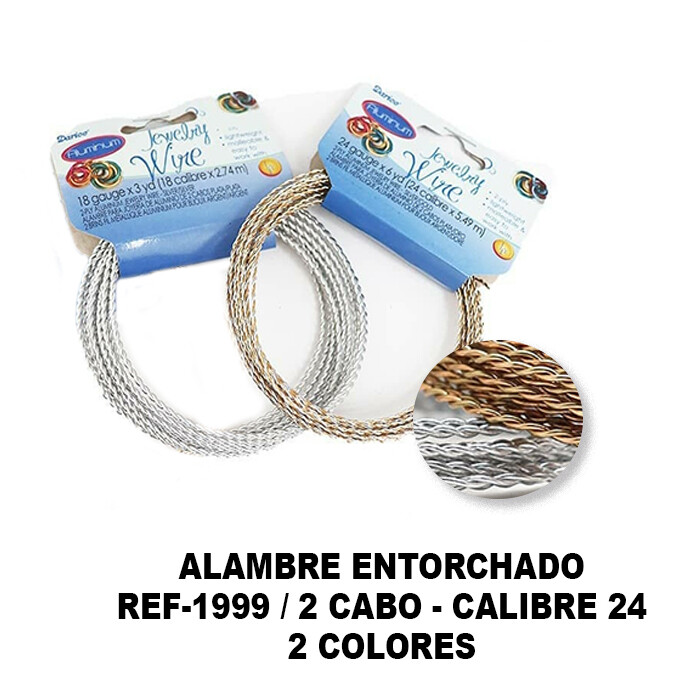 Alambre para joyería de aluminio (Entorchado - 2 cabos) Jewerly Wire - Calibre 24 - 6 Yds