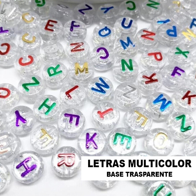 Letras Multicolor / base Transparente - Paq. 30 piezas aprox.