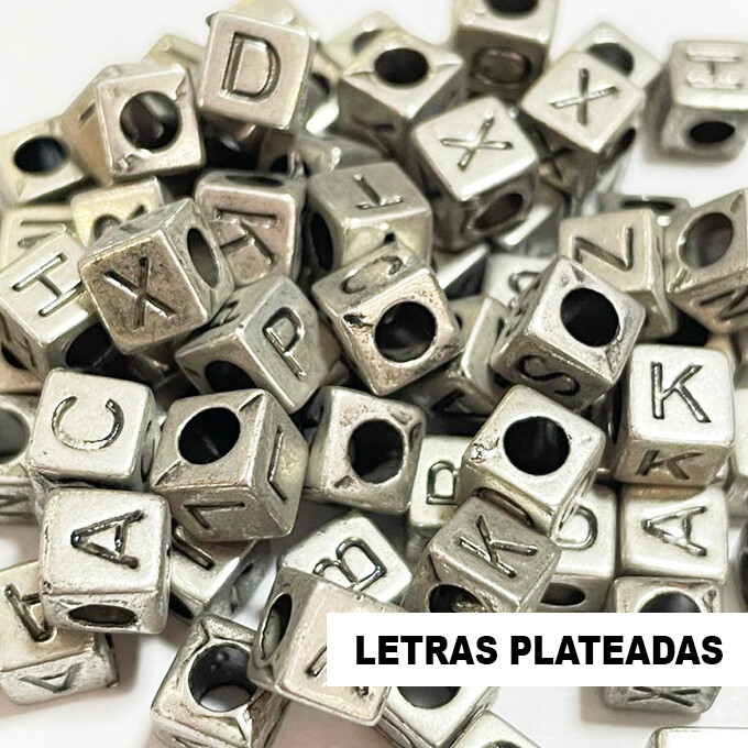 Letras Cuadradas - Paq. 56 piezas aproximado, COLOR: PLATEADA