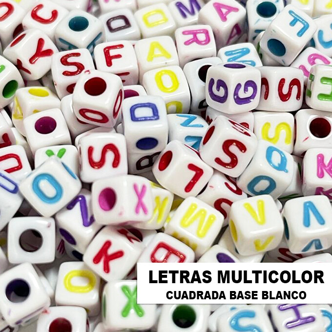 Letras Multicolor cuadradas / base blanca - Paq. 58 piezas aprox.