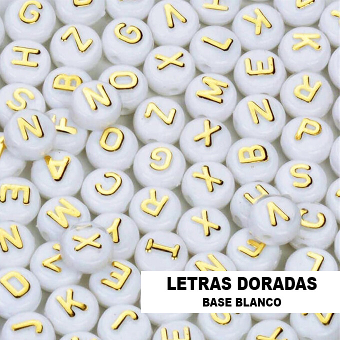 Letras Doradas / base Blanca - Paq. 30 piezas aprox.