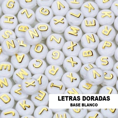 Letras Doradas / base Blanca - Paq. 30 piezas aprox.