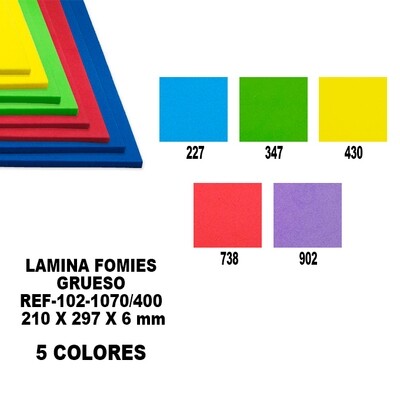 Fomies lamina Gruesa 210 x 297 x 6mm