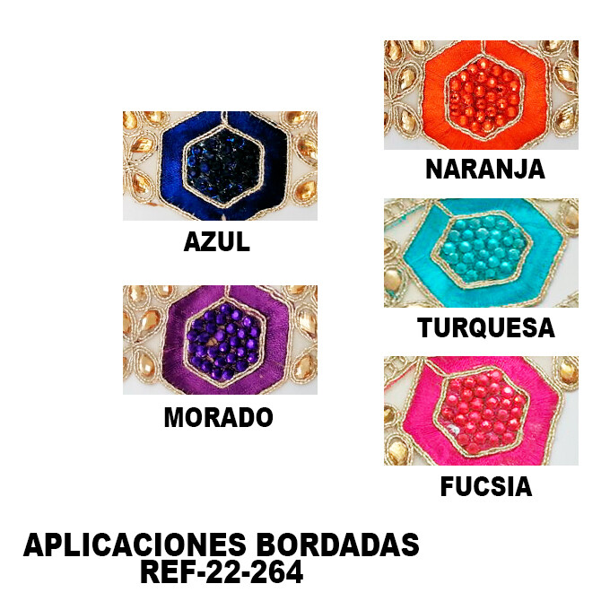 Aplicaciones Bordadas con Piedras, COLORES: AZUL