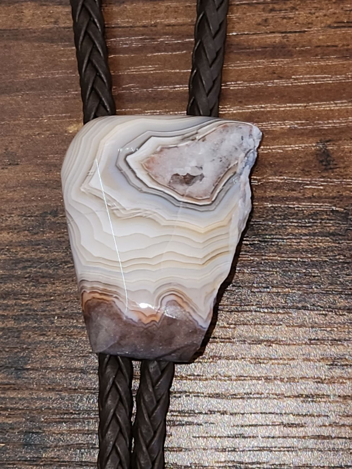 Banded agate Bolo tie