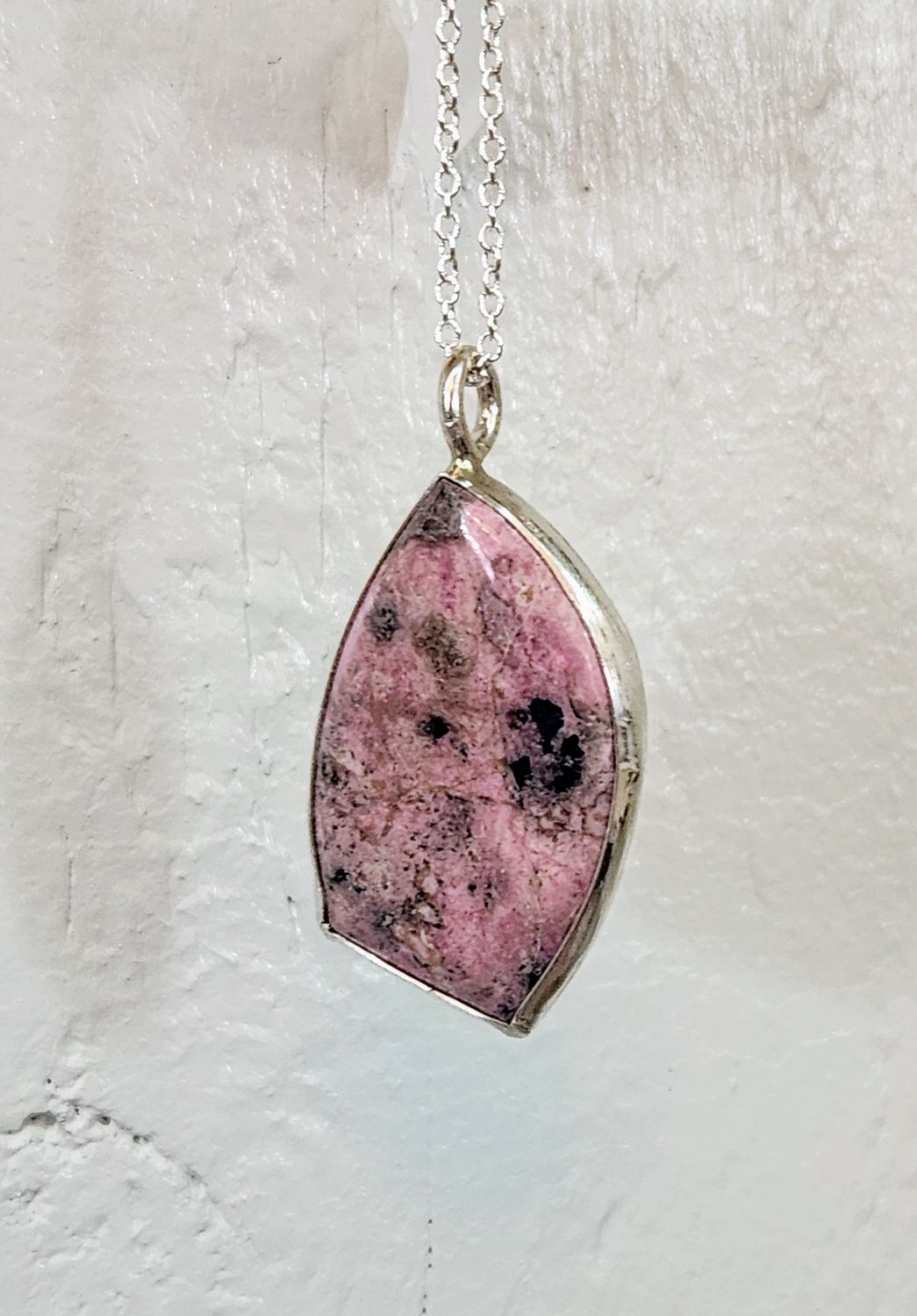 Rhodonite &amp; Sterling Silver Pendant