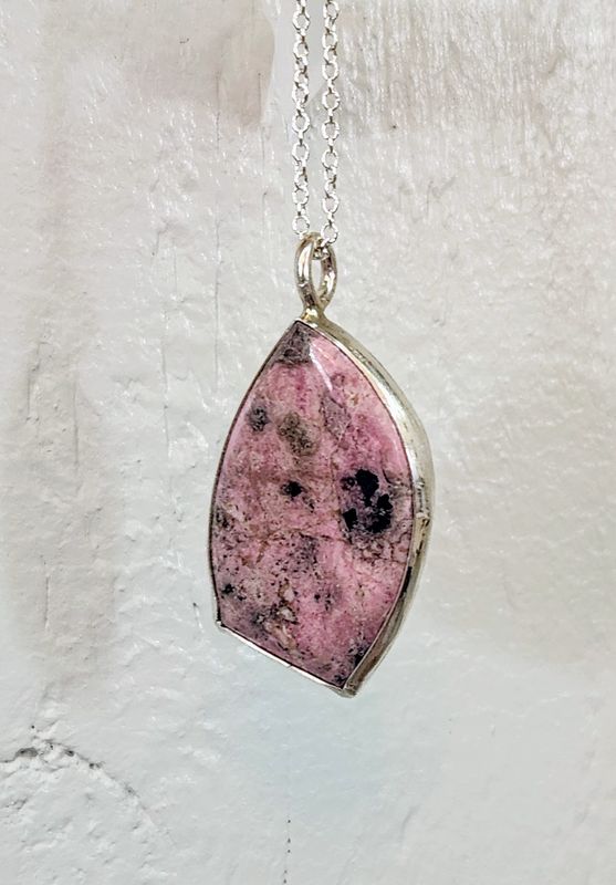 Rhodonite &amp; Sterling Silver Pendant