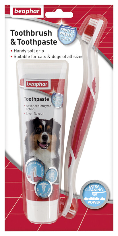 Beaphar toothbrush and toothpaste