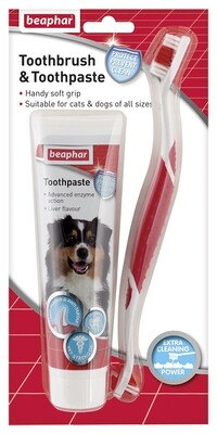 Beaphar toothbrush and toothpaste