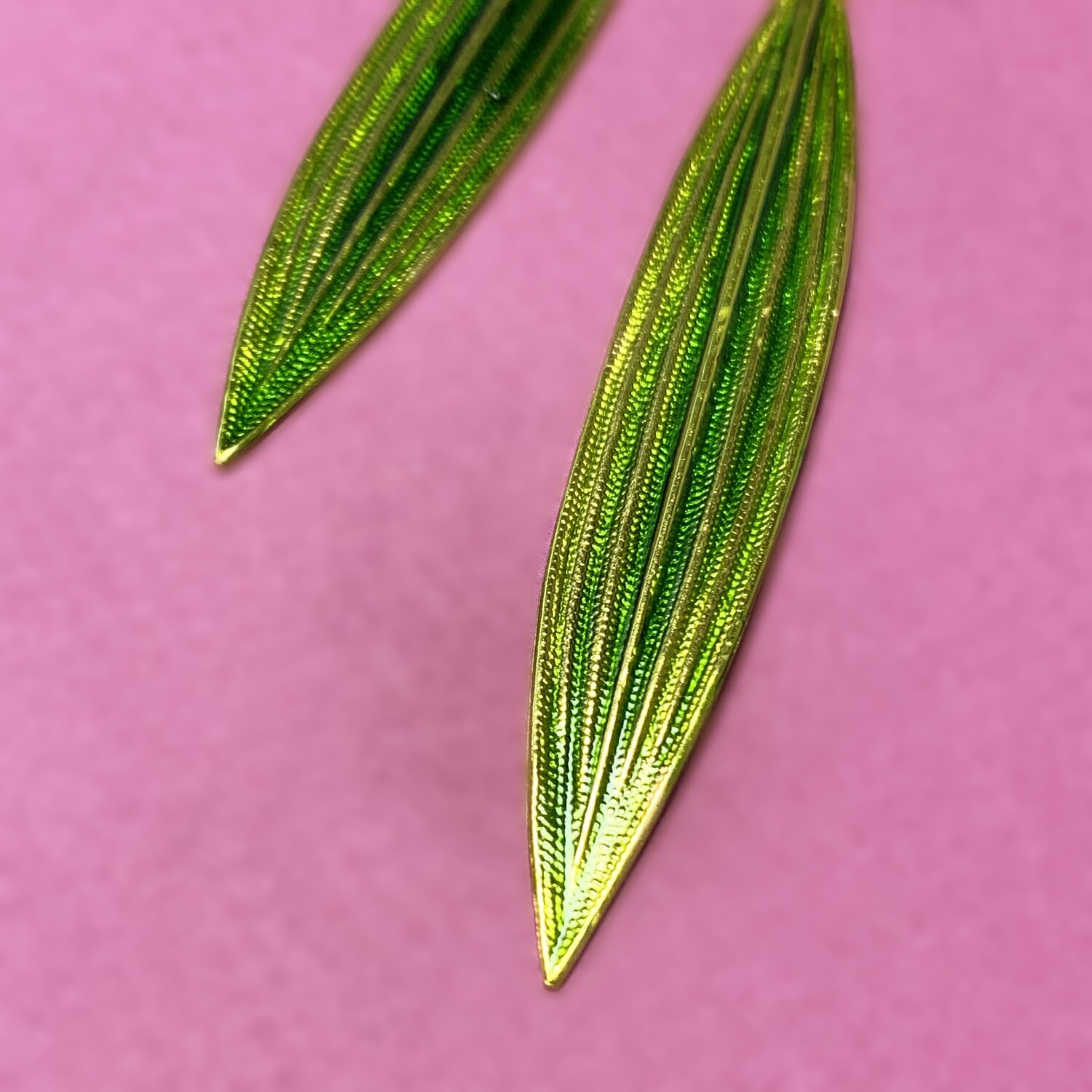 Boucles d'oreille Laurier grandes feuilles vertes