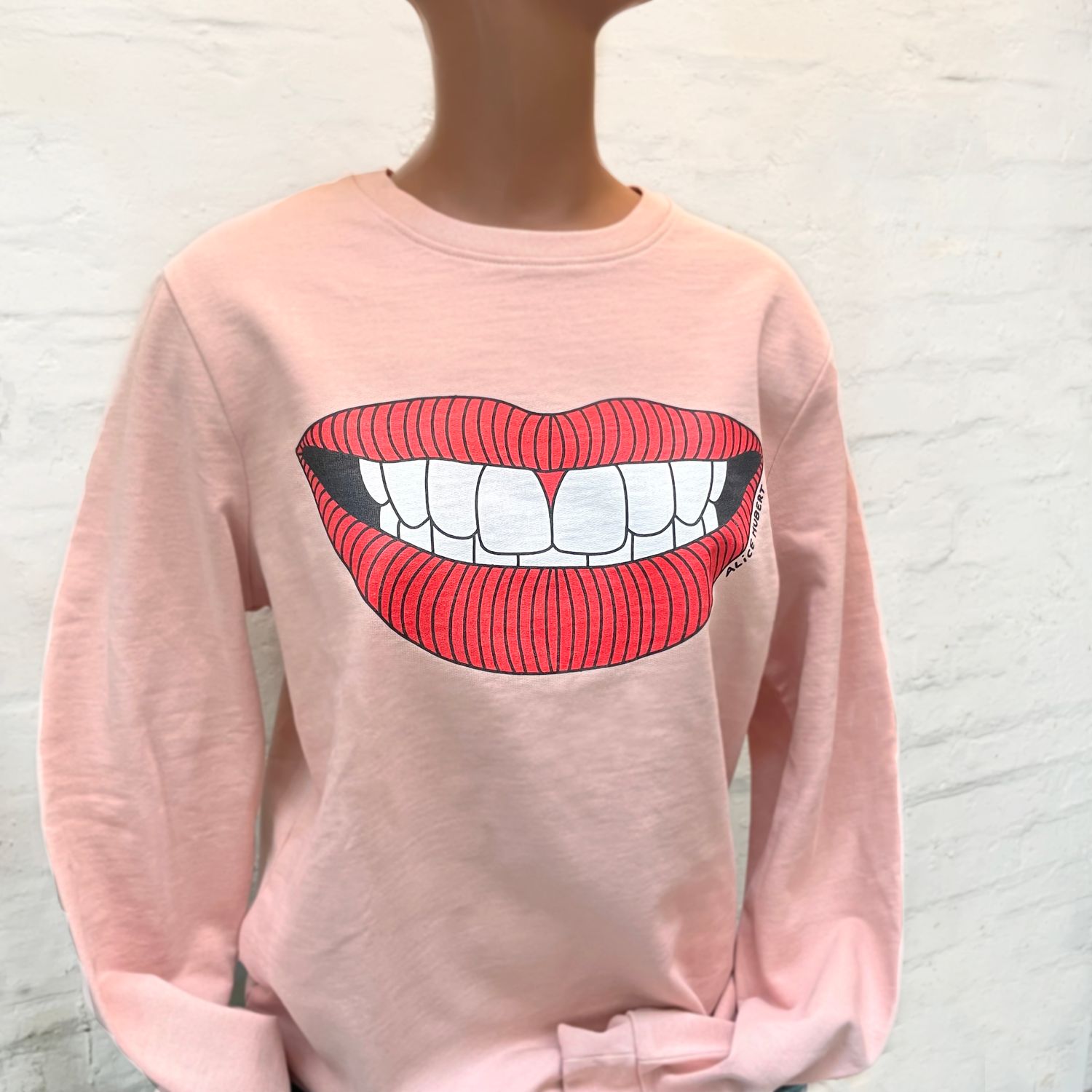 Sweat-shirt Sourire Rose poudré, TAILLE: L