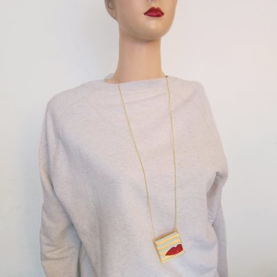 Sautoir Cruising Lips - Bleu et or