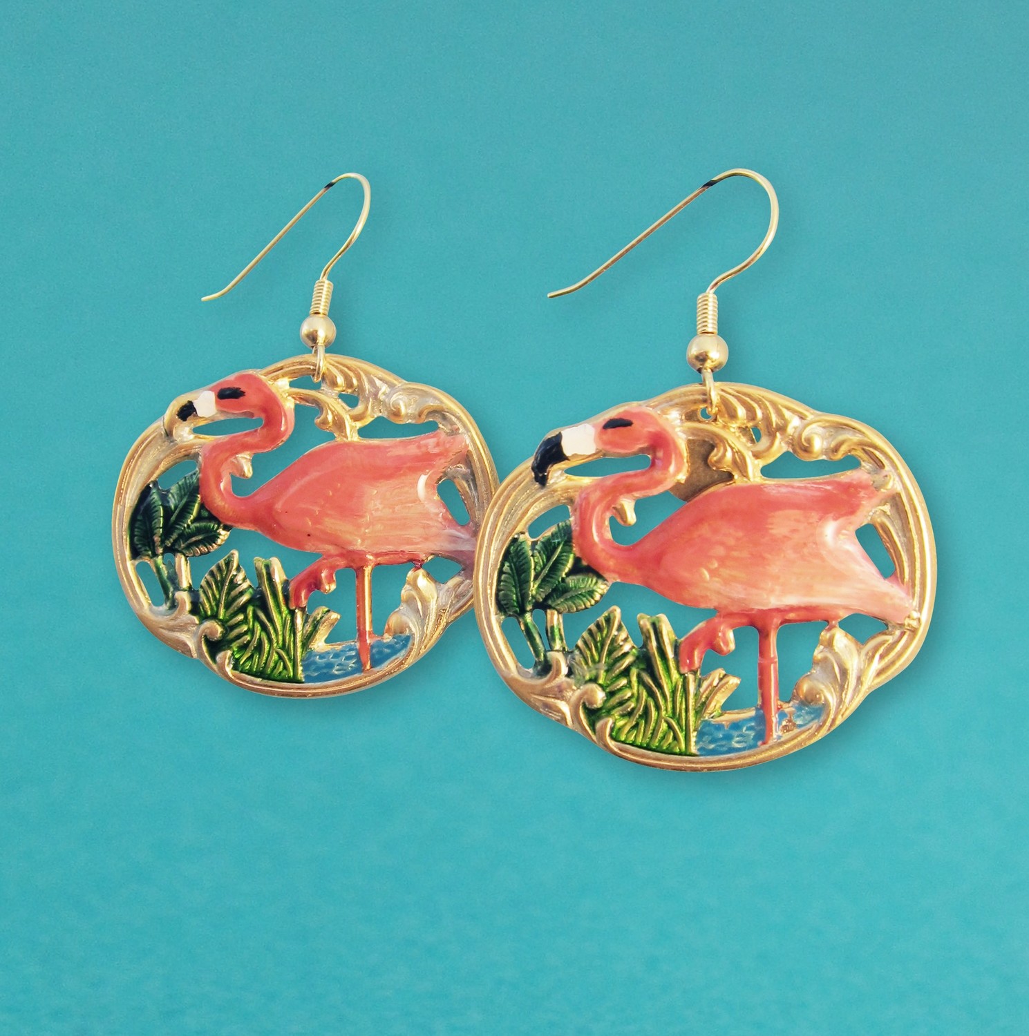Boucles d'oreille Tiki Flamingo - Petit modèle