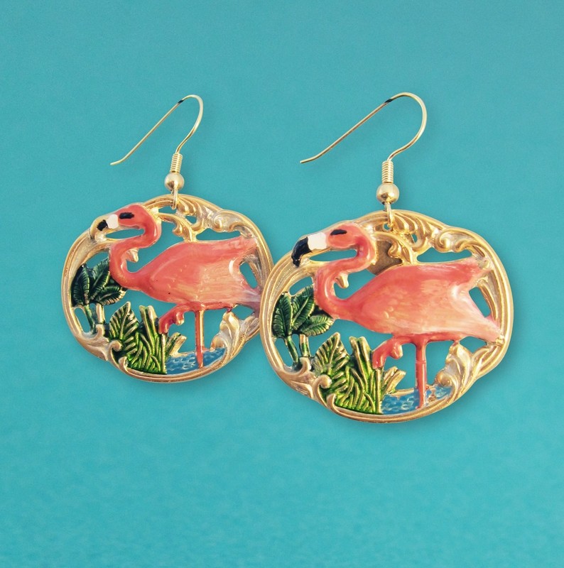 Boucles d&#39;oreille Tiki Flamingo - Petit modèle
