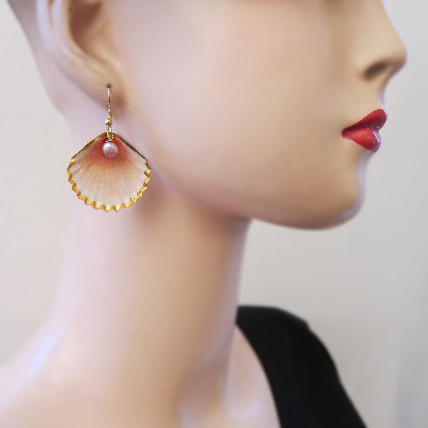 Boucles d'oreille Coquillage - 2 perles