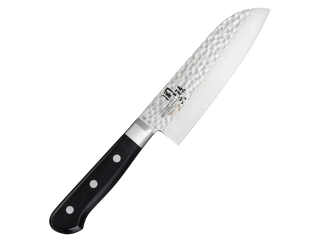 Kai Seki Magoroku Imayou Santoku Knife Hammer Finish Molybdenum Vanadium Stainless Steel, Variants: 145mm (AB5457)