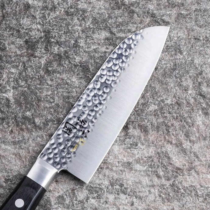 Kai Seki Magoroku Imayou Santoku Knife Hammer Finish Molybdenum Vanadium Stainless Steel