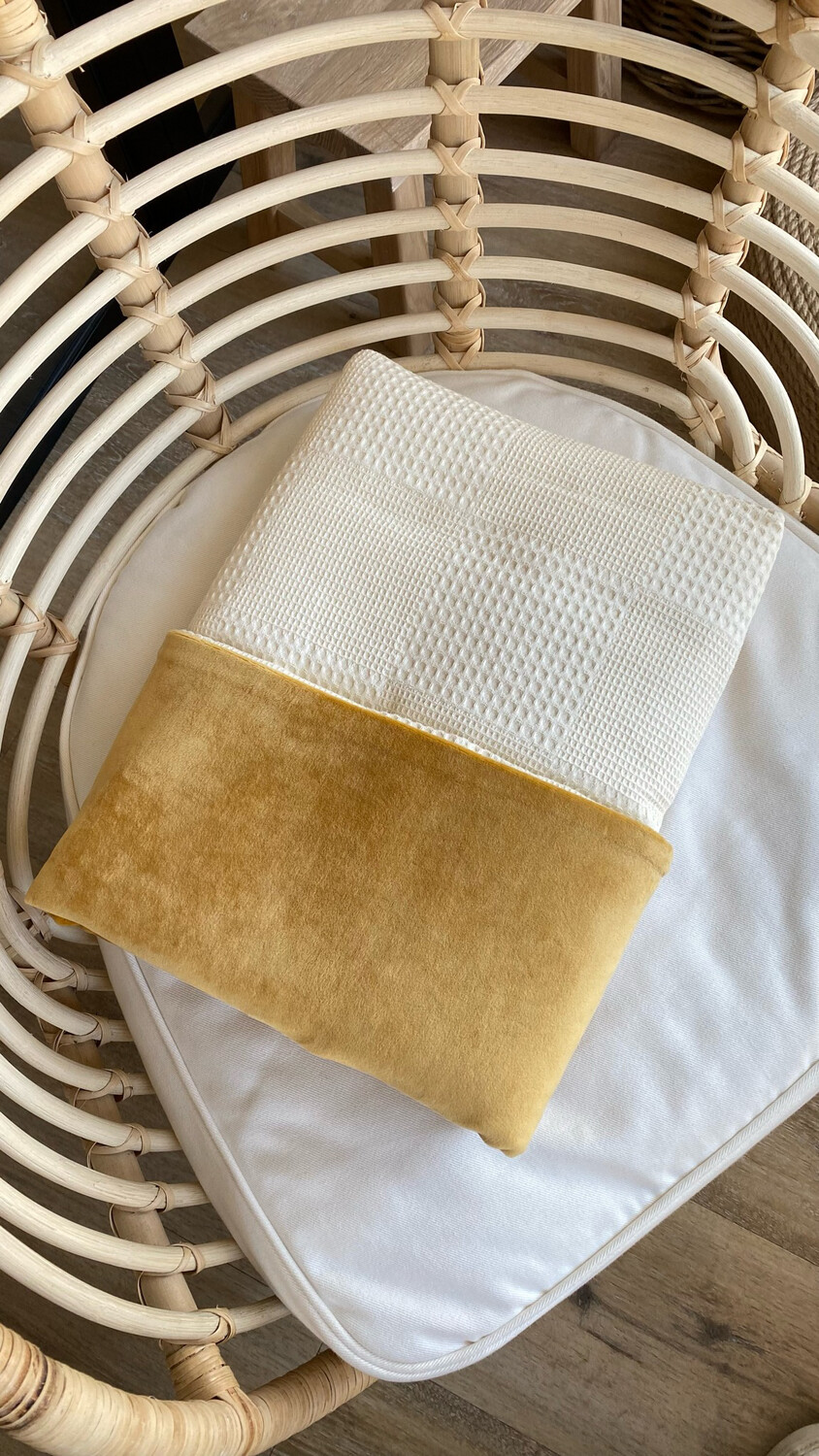 Плед зі знімним утепленням (піке/плюш), Колір: Нюд-гірчиця