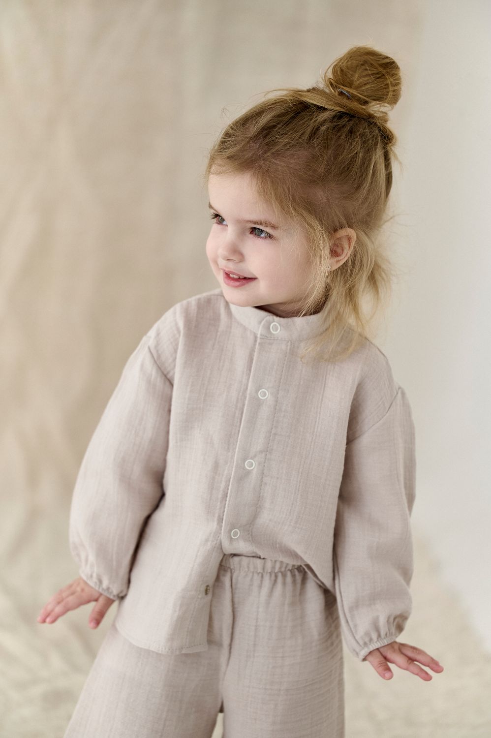 Костюм сорочка та палаццо (муслін), Колір: Беж, Розмір: 62