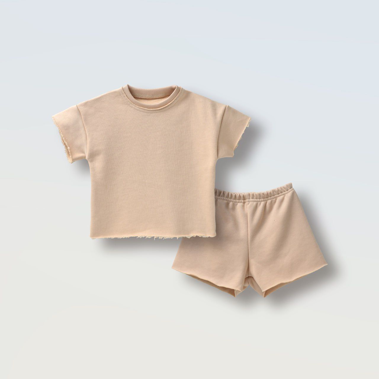 Костюм футболка та шорти (діагональ), Колір: Темний нюд, Розмір: 104