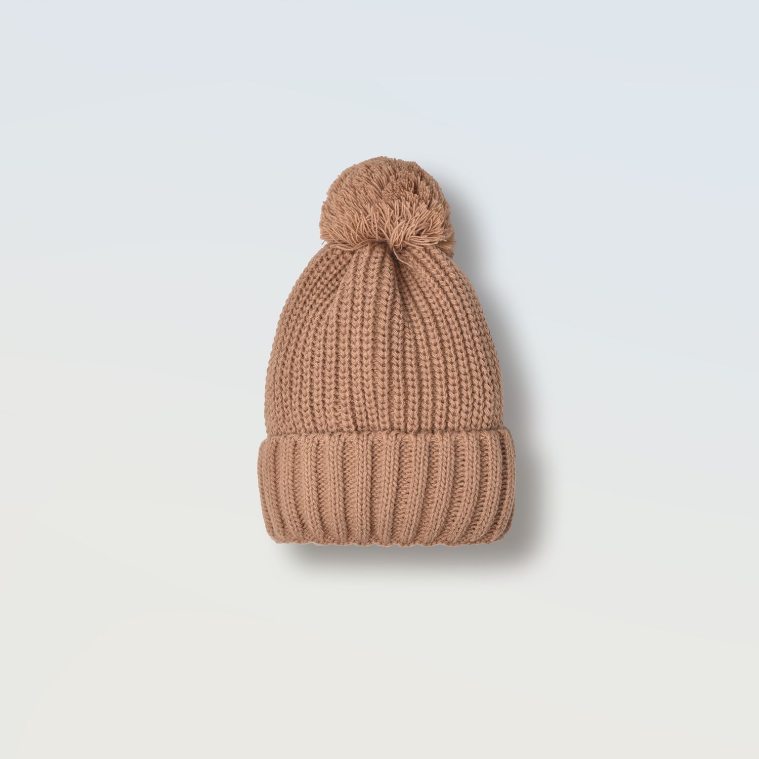 Шапка плетена з помпоном (фанг зима), Колір: Карамель, Розмір: 42-46
