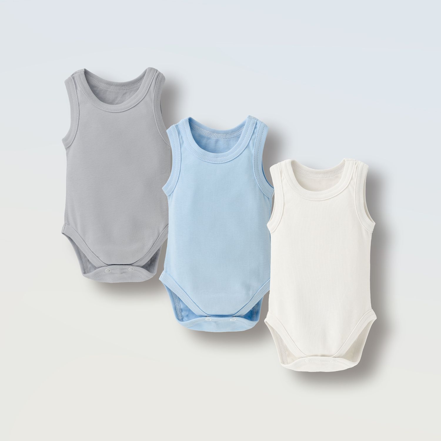 Боді-майка 3 шт., Колір: Сірий-блакитний-Айворі, Розмір: 74