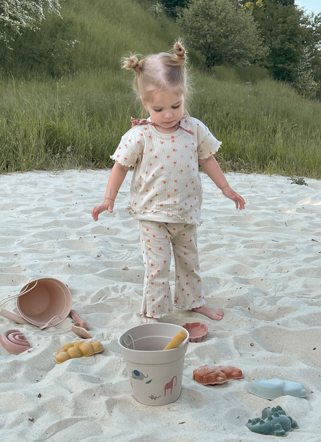 Штани-кльош (квітковий принт), Колір: Помаранчеві квіточки, Розмір: 56