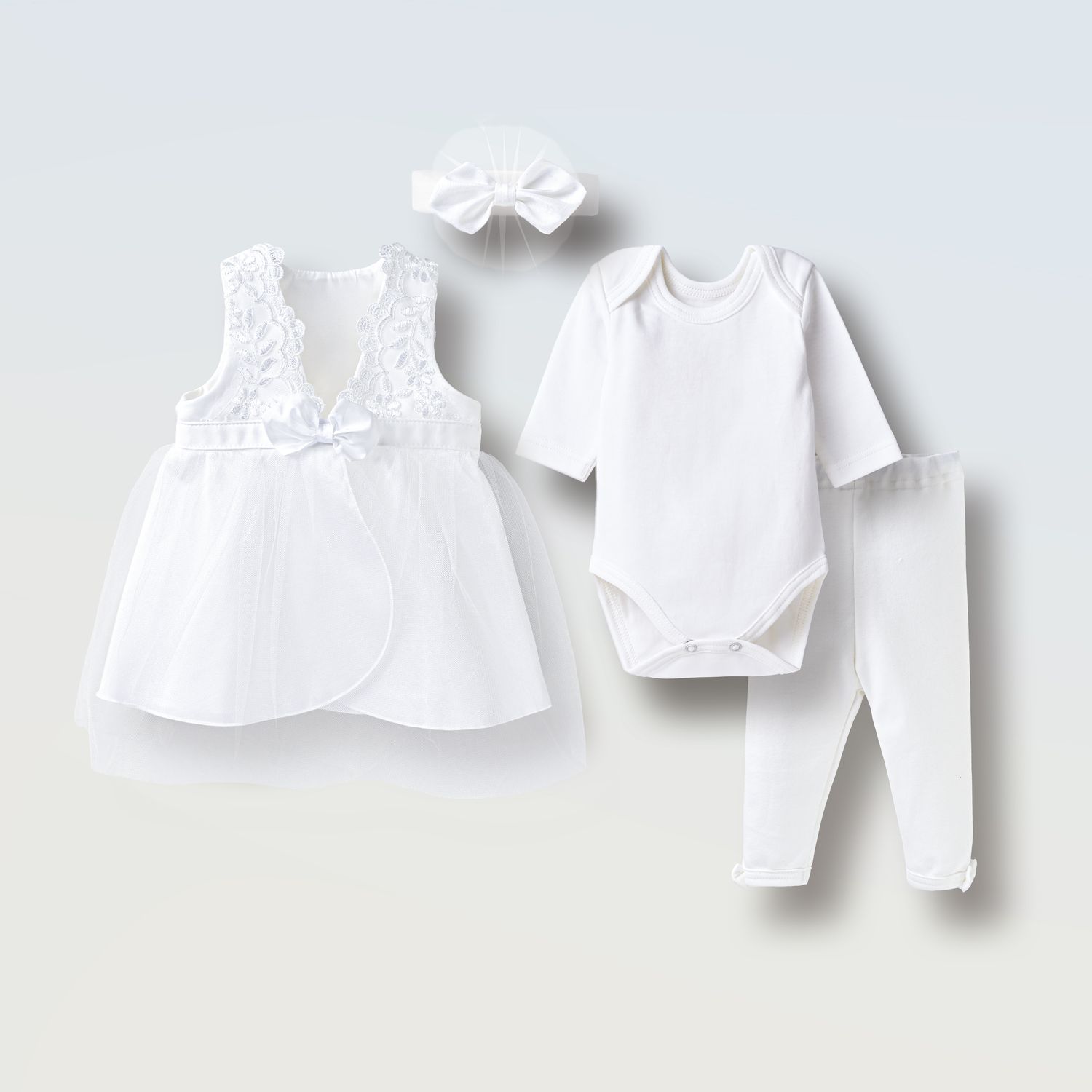Набір для хрещення дівчинки "Лія" (інтерлок), Колір: Білий, Розмір: 56