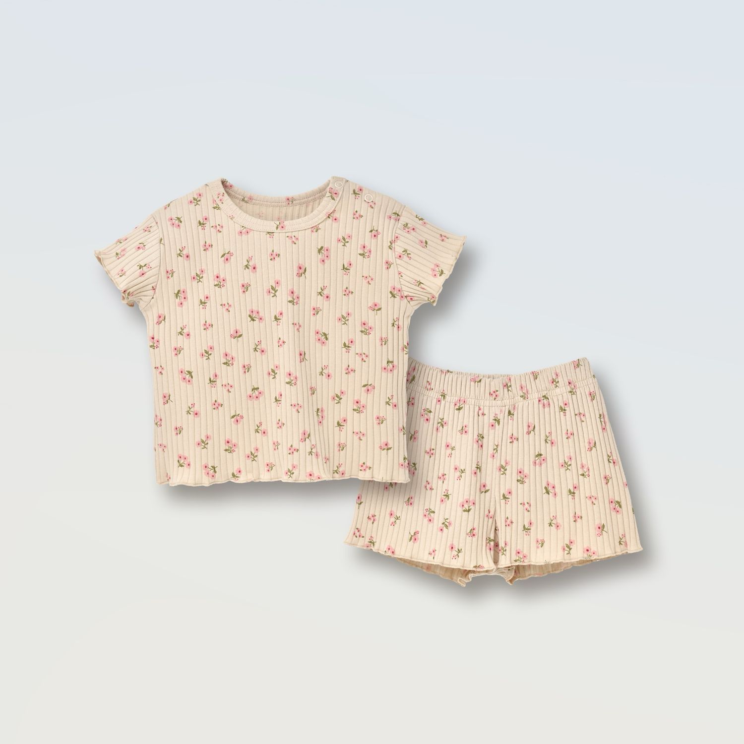 Костюм футболка та шорти (рубчик принт), Розмір: 80, Принт: Беж