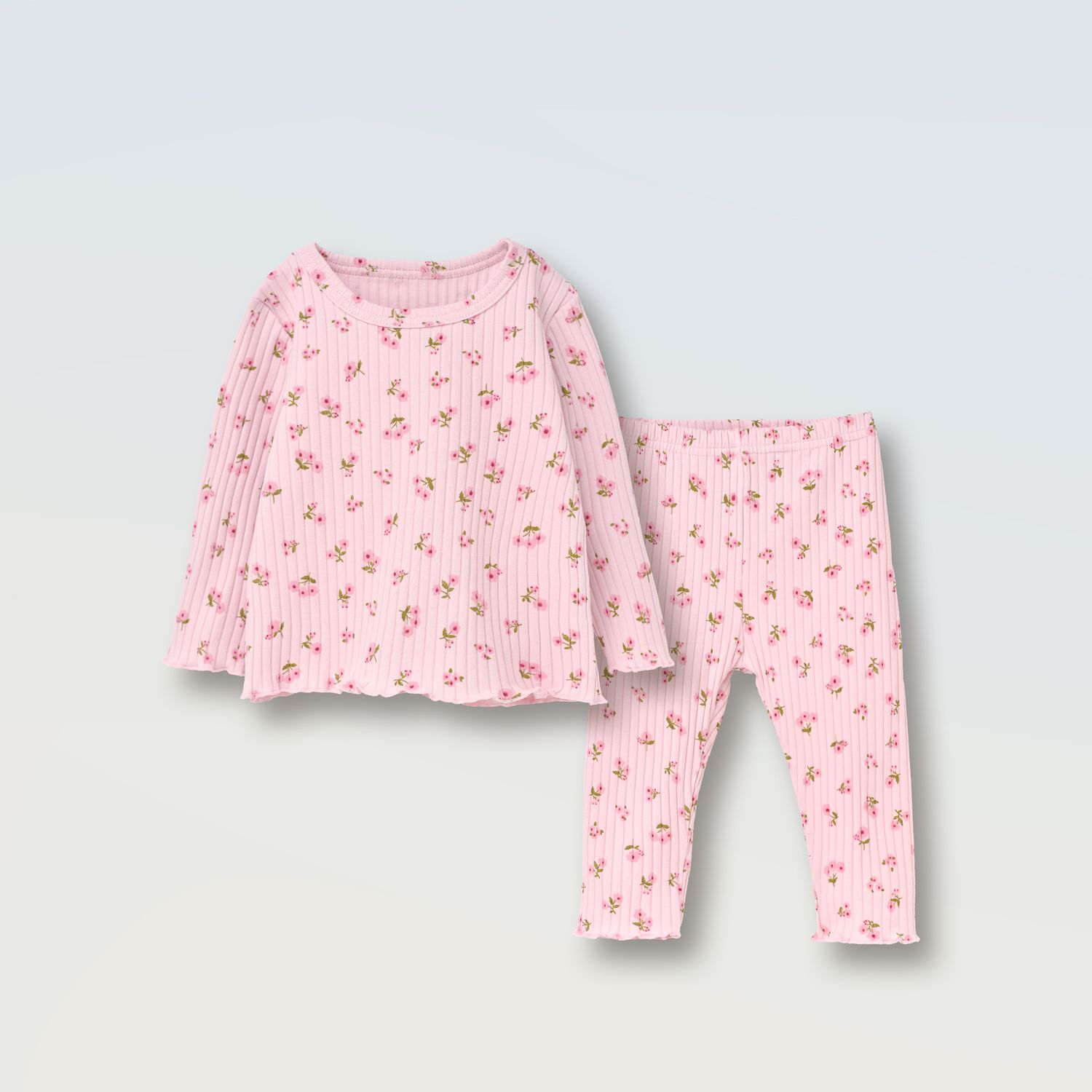 Лонгслів та штанці (рубчик принт), Колір: Рожевий, Розмір: 86