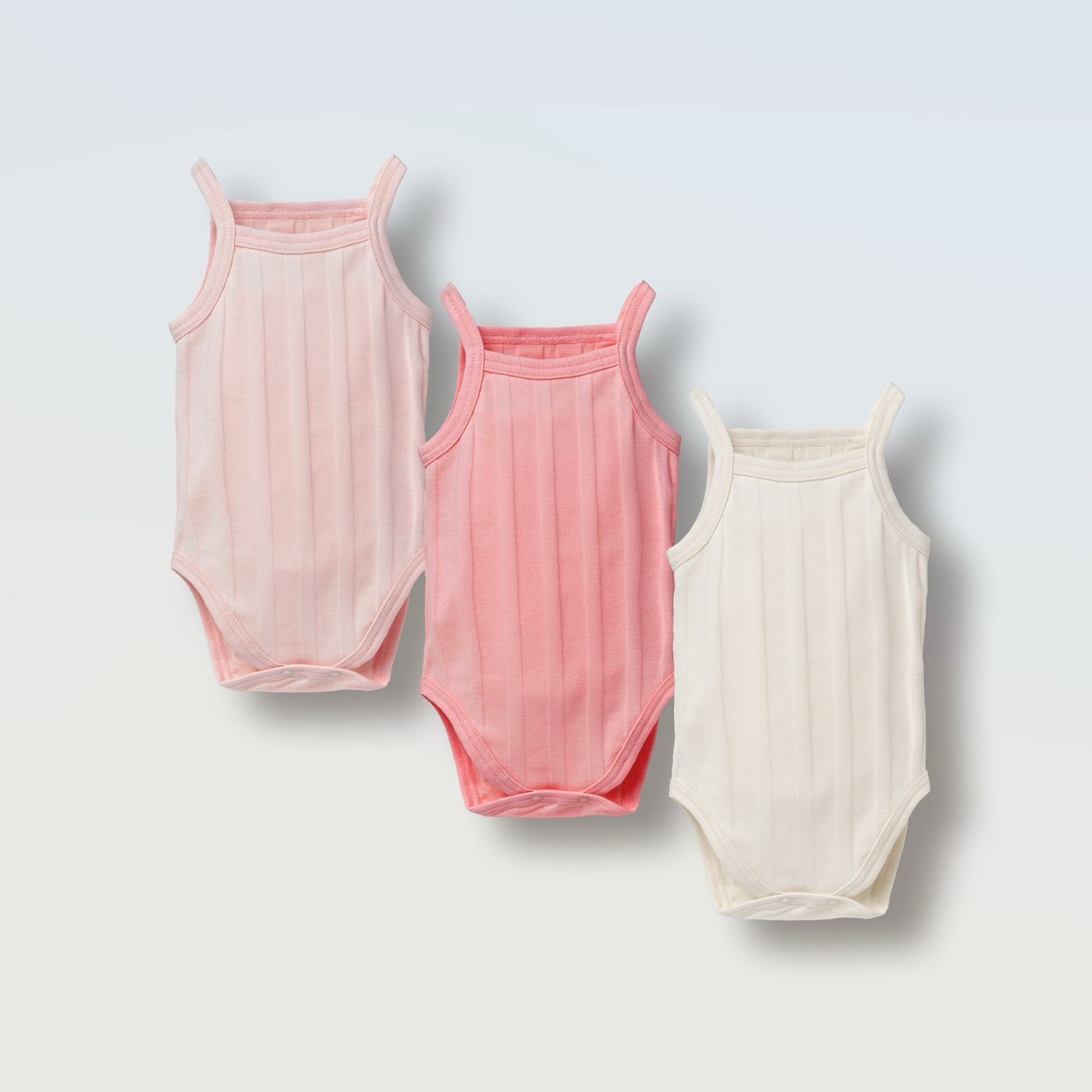 Боді-майка на бретельках (жакард) 3 шт., Колір: Ваніль-пудра-кораловий, Розмір: 86