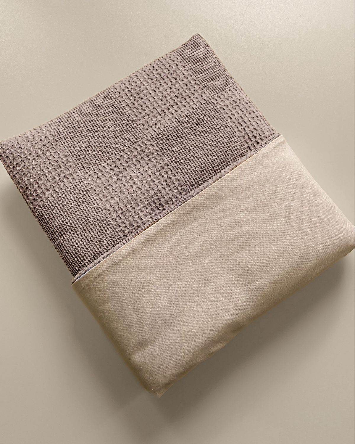 Плед зі знімним утепленням (піке/льон), Колір: Капучіно - беж