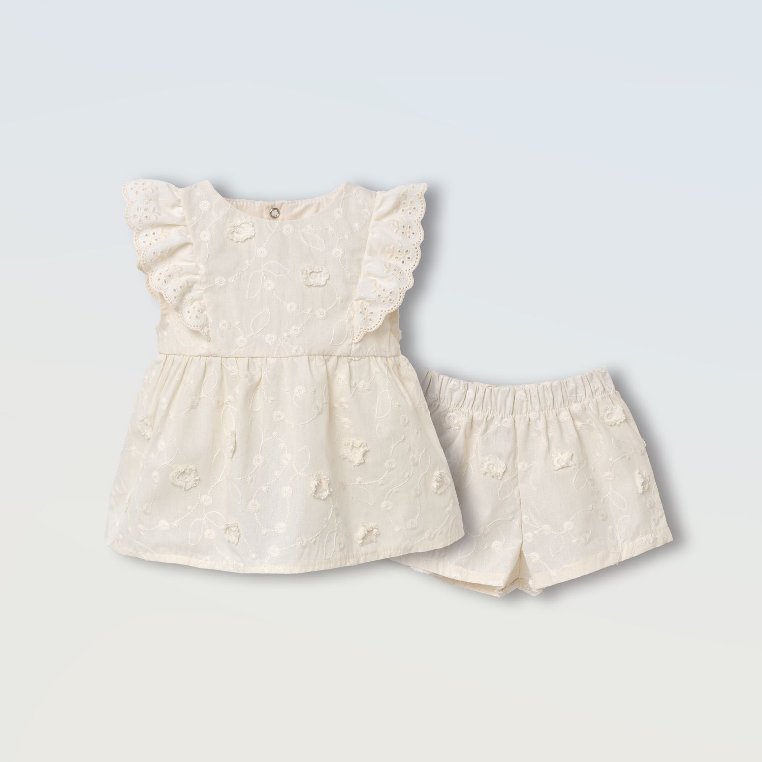 Костюм блуза та шорти (батист вишивка), Колір: Ваніль, Розмір: 104