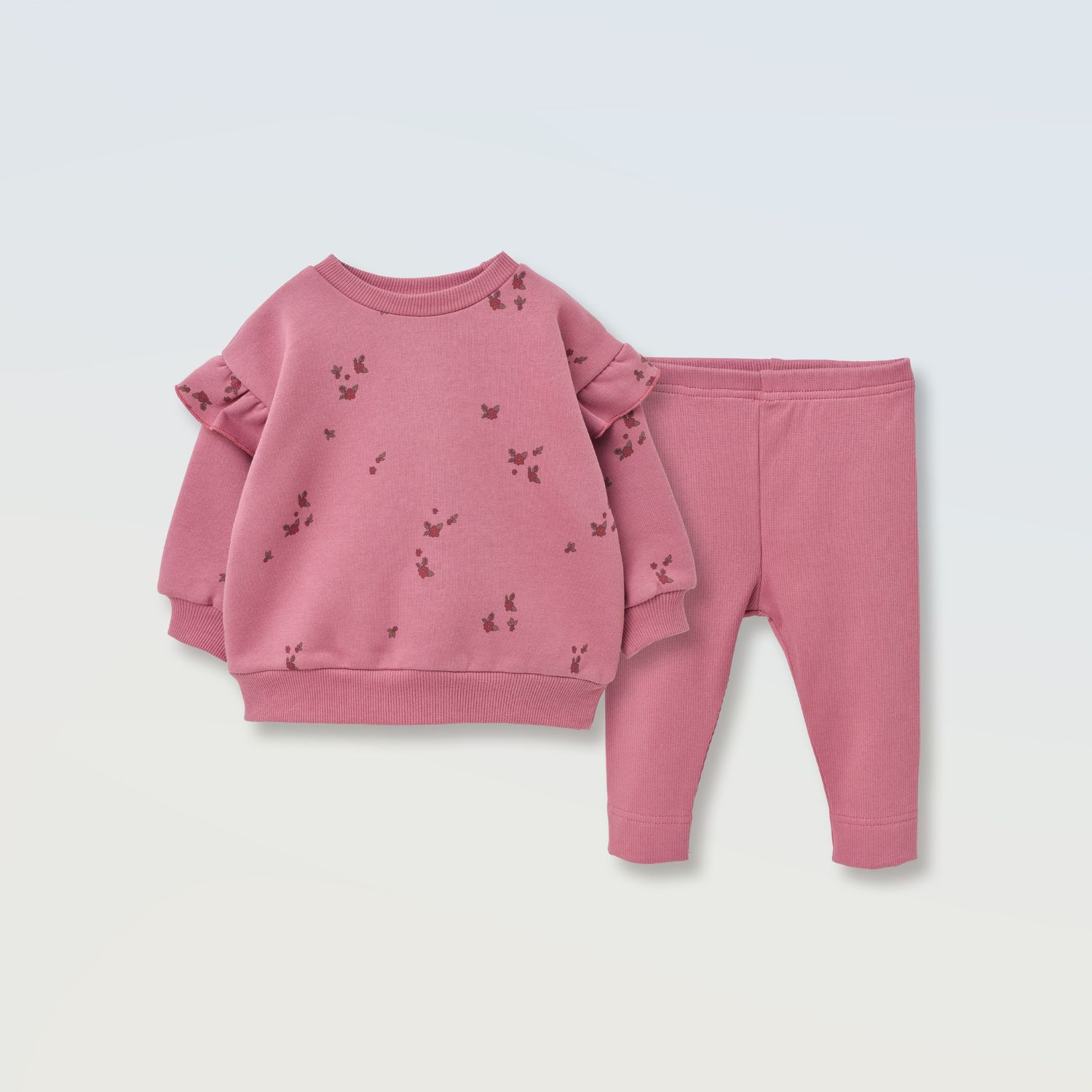 Костюм світшот з рюшами та легінси "Квіти", Розмір: 74, Колір: Ягідний