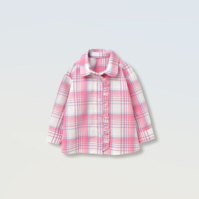 Сорочка картата з рюшею