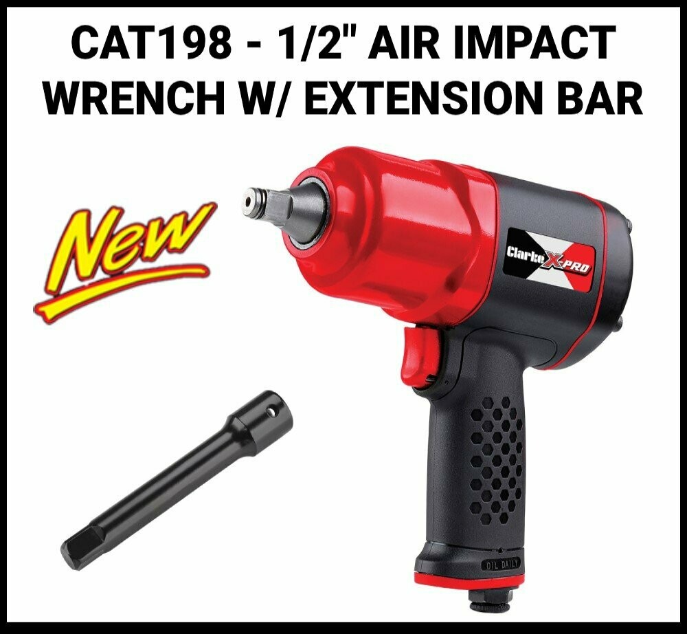 Clarke CAT198 1/2" Air Inflow Wrench c/w Extension Bar