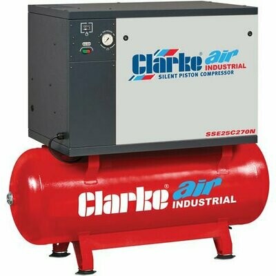 Clarke SSE25C270N 5.5hp 270Ltr Low Noise Reciprocating Air Compressor