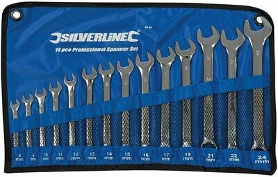 Silverline Combination Spanner Set, 8-24 mm - 14 Pieces SP50