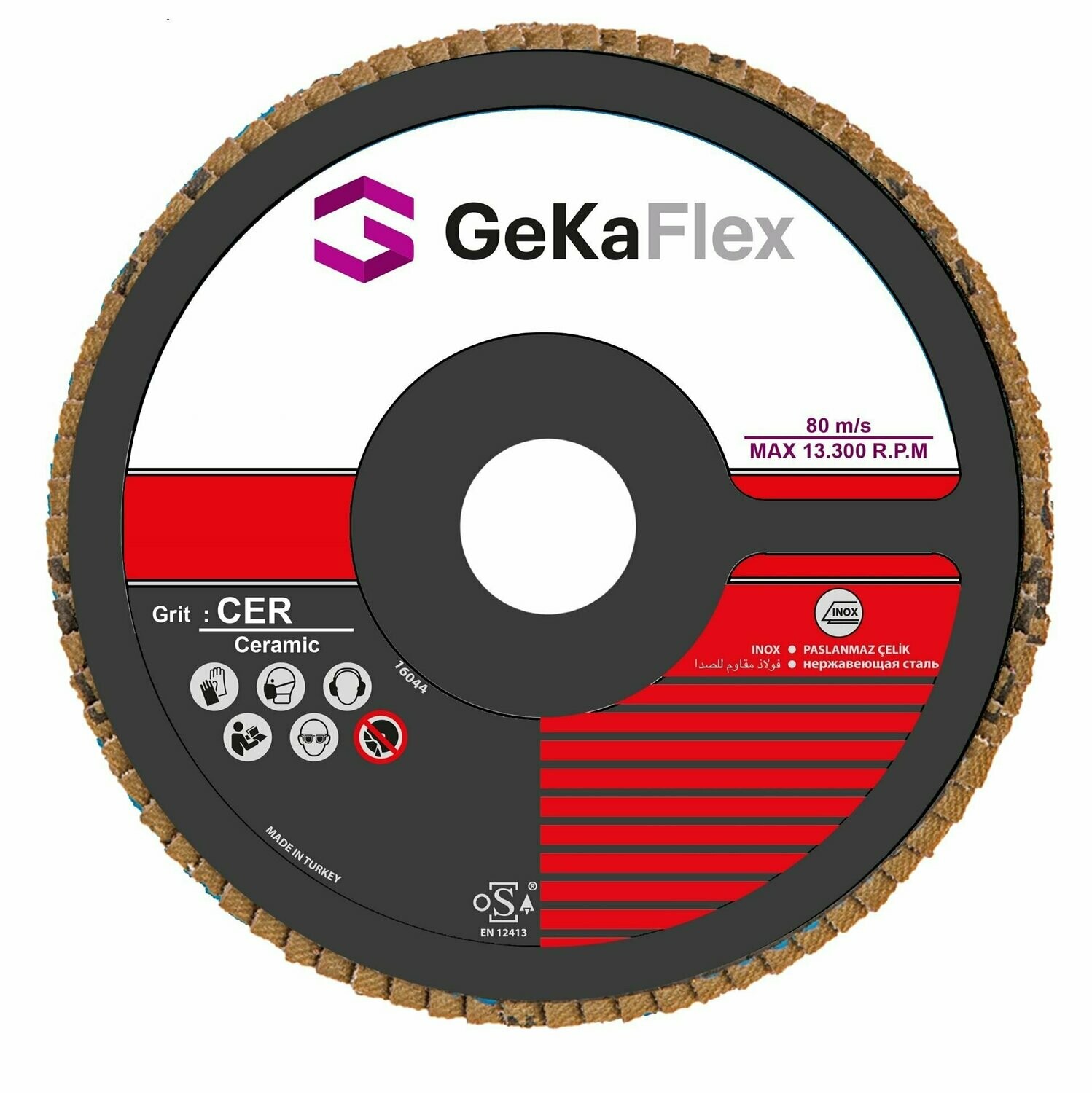 GeKaFlex - CER Flap Disc (115 x 22mm) (Pack of 10 discs)- (40/60/80 Grit Options) ( Bulk Pricing Available)